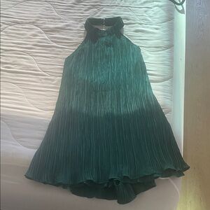 Green romper mini dress